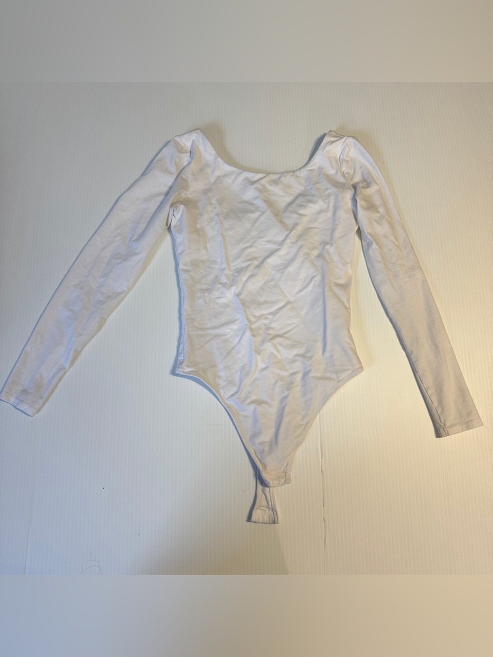 Everlane Supima Cotton White Long Sleeve Scoop Back Snap Bodysuit XS Stretch